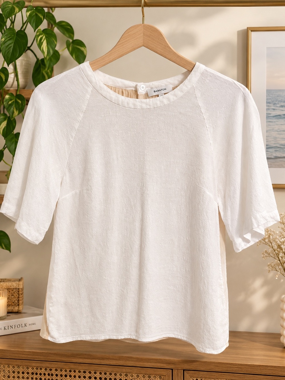 BABATON Cream Short-Sleeve Open Back